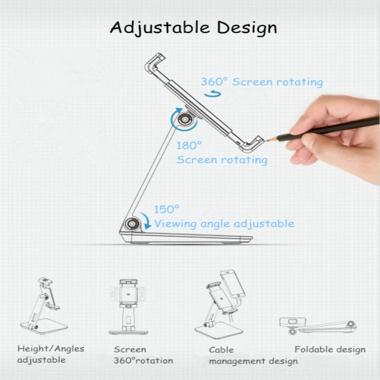 Prezzo Universale In Alluminio Supporto Da Tavolo Supporto Del Supporto Per 4.7-9.7 Pollici Del Telefono E Tablet PC