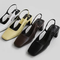 2021 spring and autumn fashion women square high heels pumps shoes woman 2021 square head heeled sandals lady office career shoe