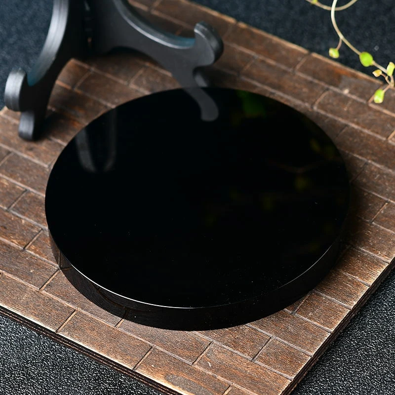 

Obsidian Disc Ornaments Hand-polished High-quality Obsidian Natural Ore Divination Purification Feng Shui Mirror Lucky Stone