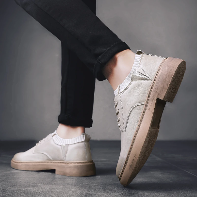 Мужская обувь Обувь из натуральной кожи Модная повседневная для мужчин ручной