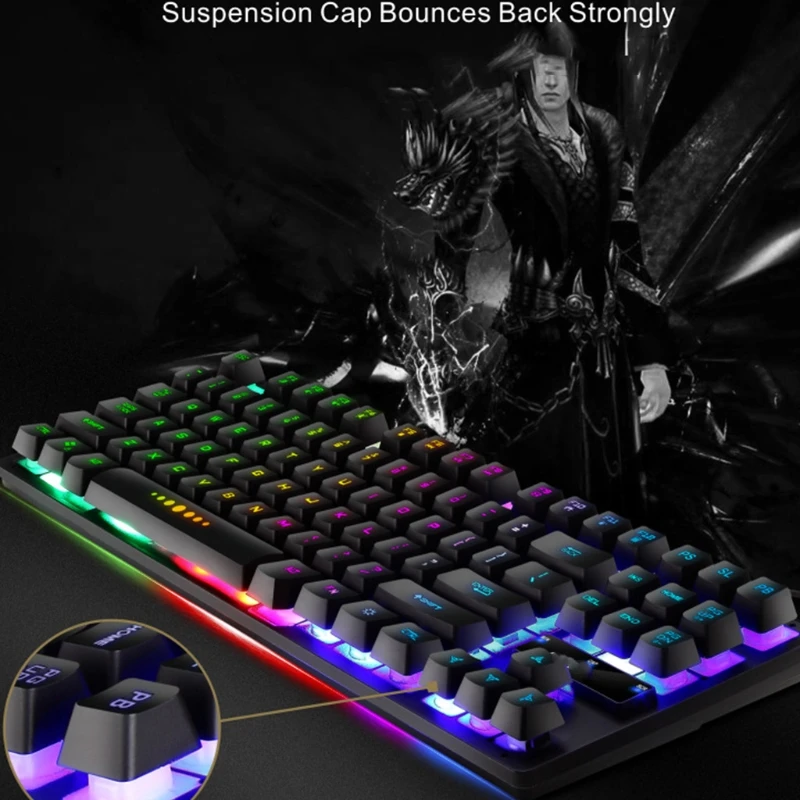 

GK-10 Wired 87 Keys Mechanical Gaming Keyboard RGB Backlit for PC Gamer
