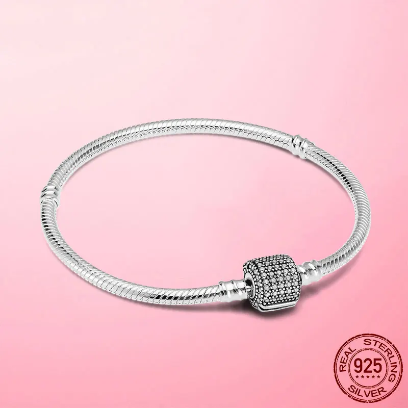 

Женский браслет-цепочка из серебра 925 пробы, со сверкающими бусинами