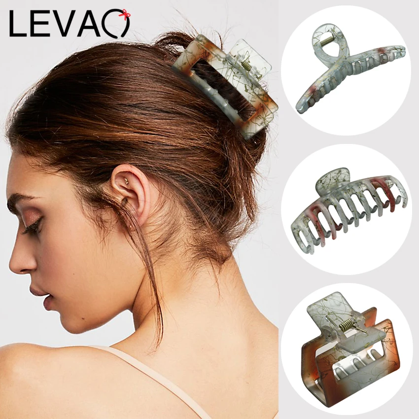 

LEVAO ретро Заколка для волос с принтом полупрозрачная матовая заколка для конского хвоста заколка для душа осенняя и зимняя женская заколка ...