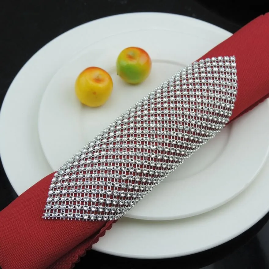 

1pcs Gold Silver Diamond Mesh Table Runner Crystal Rhinestone Ribbon Bling Sparkly Wrap Wedding Christmas Decoration for Home