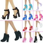 1x Модная элегантная обувь; Разноцветные туфли на высоком каблуке в смешанном стиле; Сандалии; Одежда; Аксессуары для куклы Барби; Детские Игрушки для маленьких девочек