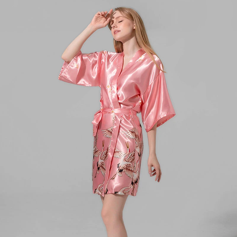 

Silk Satin Wedding Bride Bridesmaid Robe Bathrobe Short Kimono Sexy Night Robes Bath Robe Dressing Gown Women Summer Nightwear