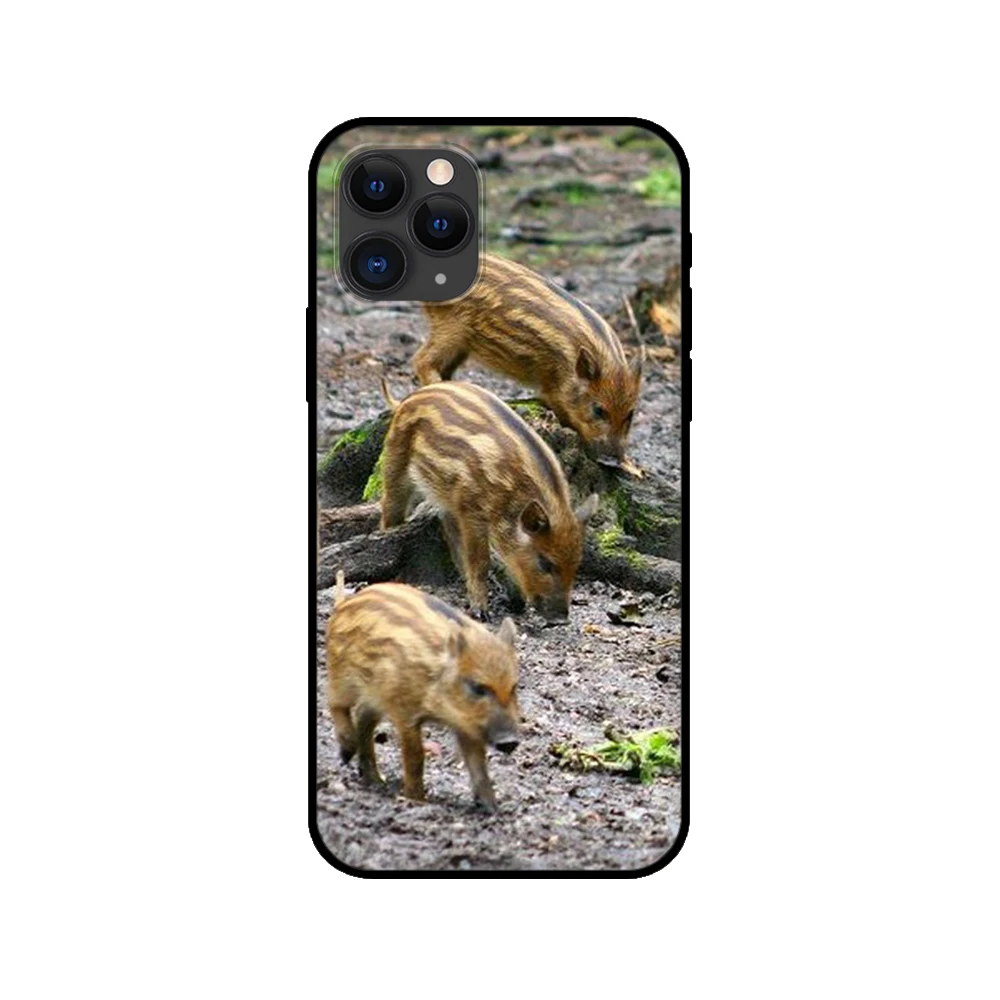 black tpu case for iphone 5 5s se 2020 6 6s 7 8 plus x 10 xr xs 11 12 mini pro max back cover wild boar free global shipping