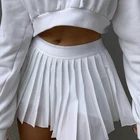 Мини-юбка женская с эластичным поясом, пикантная модная теннисная мини-юбка с вышивкой, в стиле преппи, цвет белый