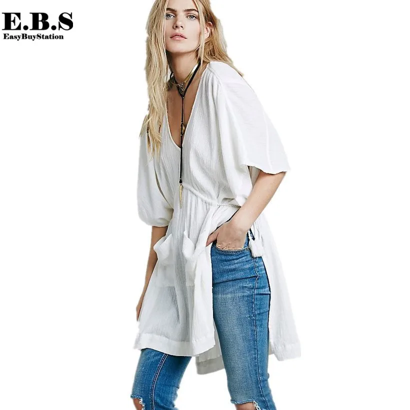 New Summer Style V-neck swimsuit cover up short beach dress Women Swimwear Cover Ladies Beach Wear Shirt Dress Casual Tops | Женская