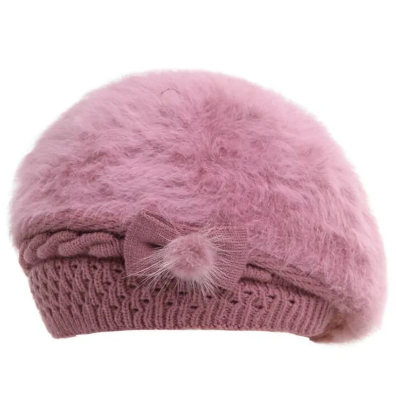 

SILOQIN Trend Women's Hat Elegant Berets New Winter Thermal Fashion Bow Brands Cap Thicken Plus Velvet Female Winter Hats Chapeu