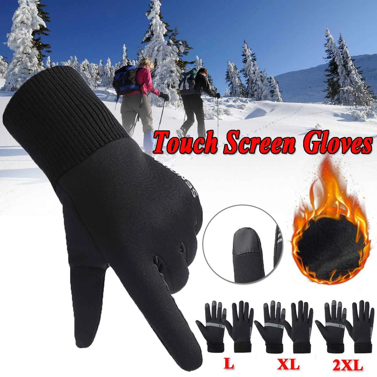 Теплые лыжные перчатки зимние флисовые водонепроницаемые для сноуборда