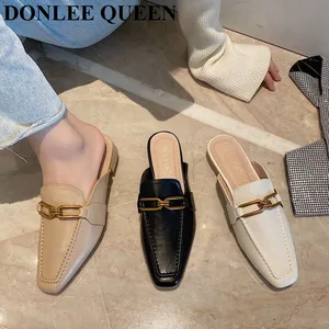 INS2020 женские шлепанцы на плоской подошве; Новинка; Модная обувь с закрытым носком; Женские повседневные Лоферы без застежки; Брендовые шлепанцы; zapatos de mujer