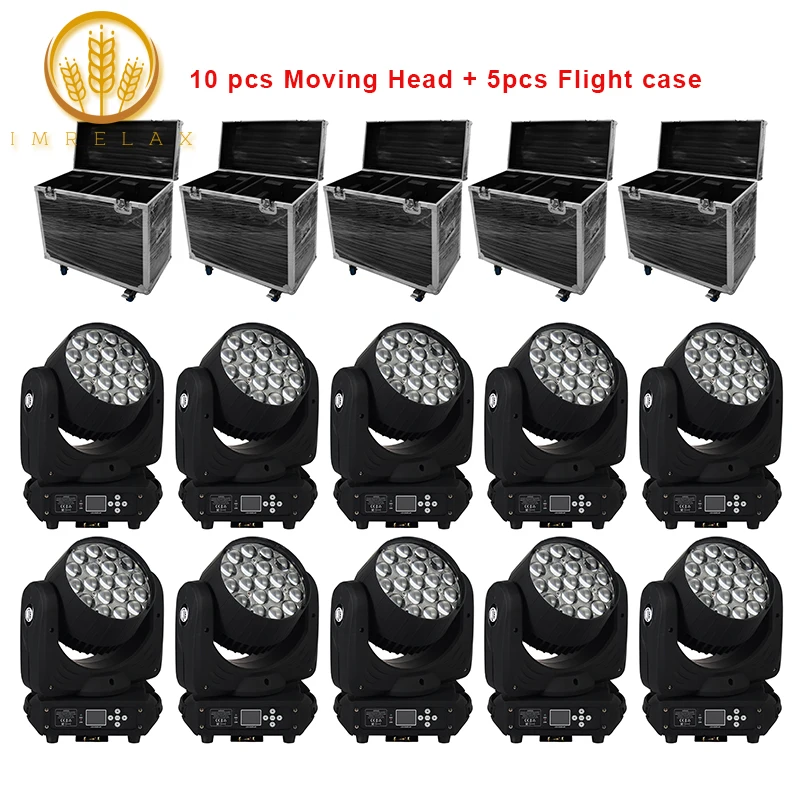 IMRELAX 10 шт высокое Яркость 19X15W RGBW 4in1 Moving головной светильник плюс 13/24 CH сцены DJ с F
