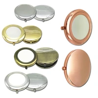50 hot sale 1pc portable metal round makeup mirror solid color double side pop up pocket mirror beauty accessories rose gold