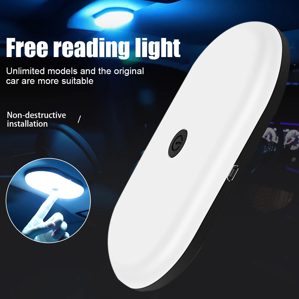 

LED Car Reading Light Interior Dome Ceiling Light USB Rechargeable Magnetic Car Lamp Ice Blue White Bulb Car Styling Night Light
