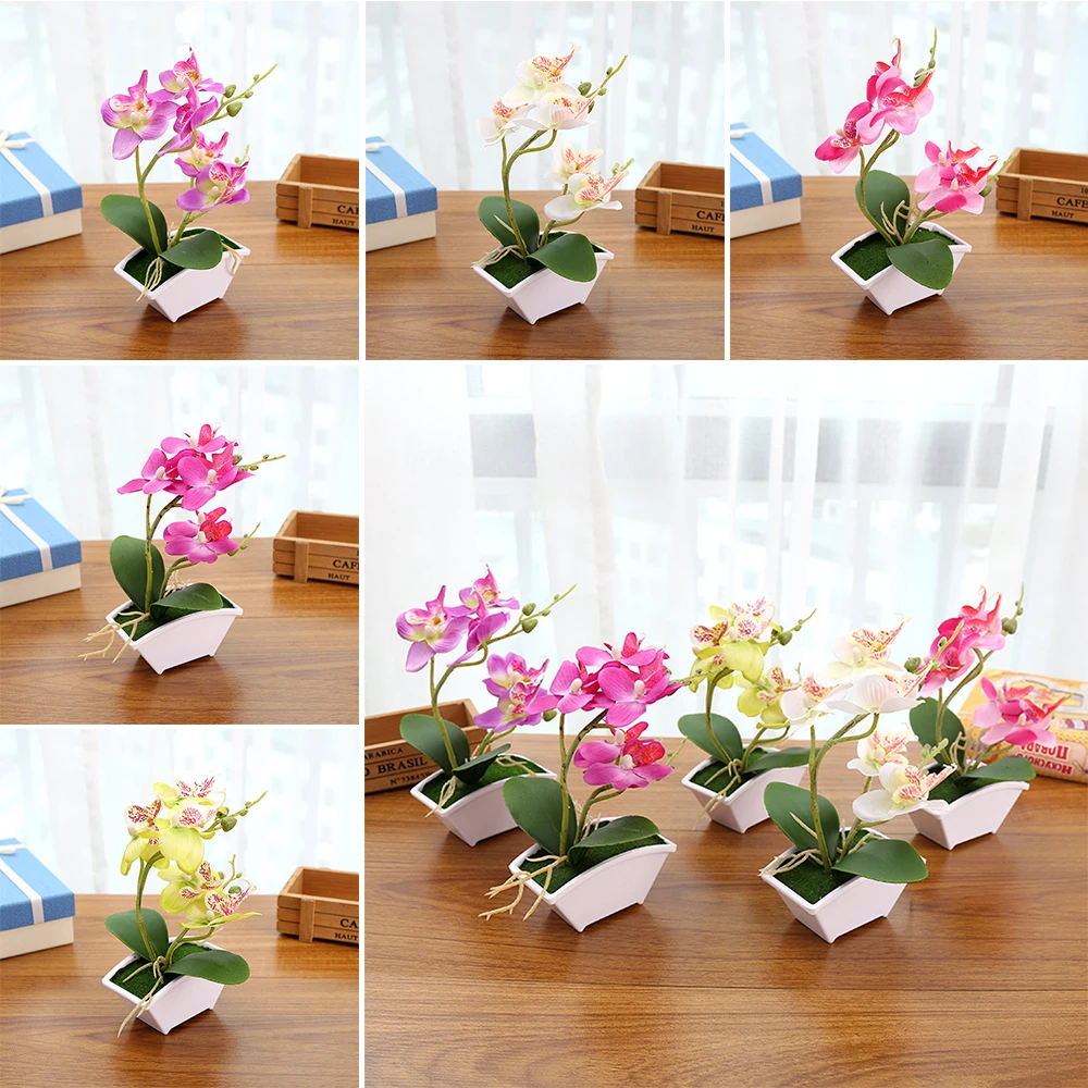 

In Pot Fake Artificial Flower Home Decor Silk Fabric Easy to clean 22cm