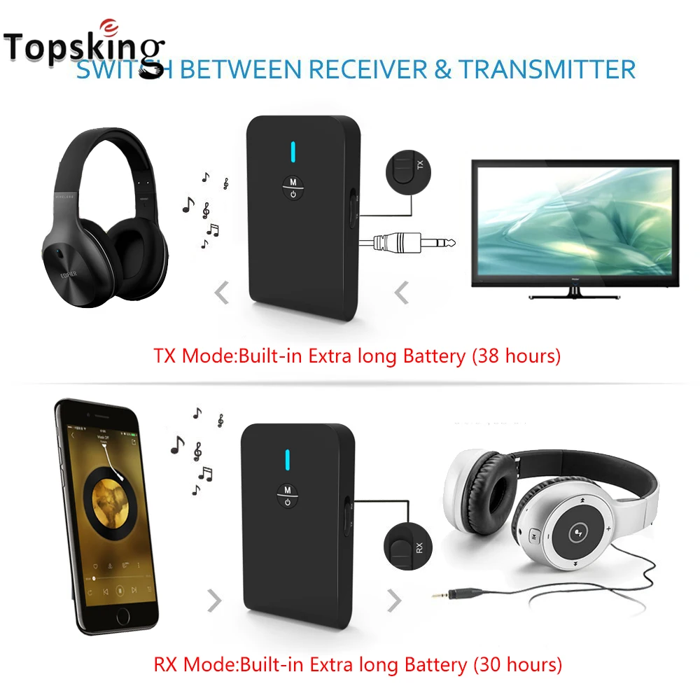 bluetooth 5 0 receiver transmitter 2 in 1 3 5mm aux jack music stereo bluetooth dongle wireless adapter for car kit tv pc bt 06 free global shipping