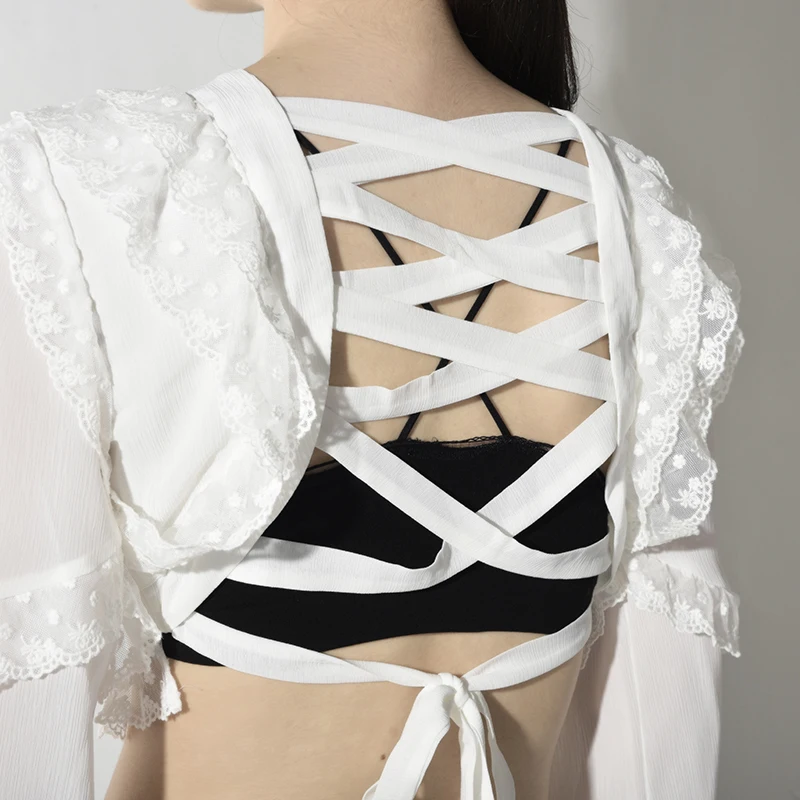 Женское платье с оборками DEAT летнее v образным вырезом и открытой спиной модель