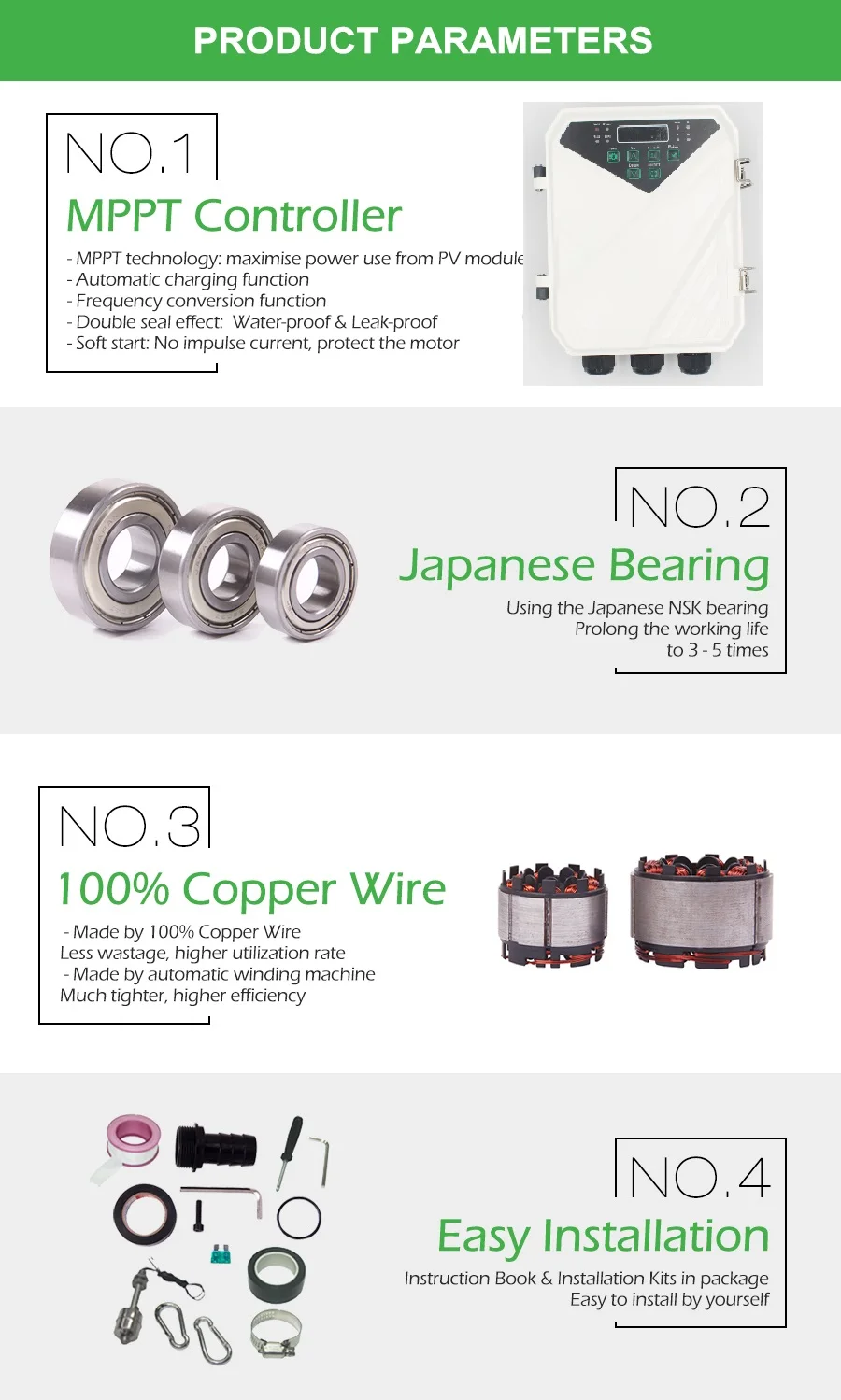 DC 24V 200W " глубокий хорошо солнечный насос погружной насос с солнечной батареей MPPT контроллер(головка 25 m, 3 T/H