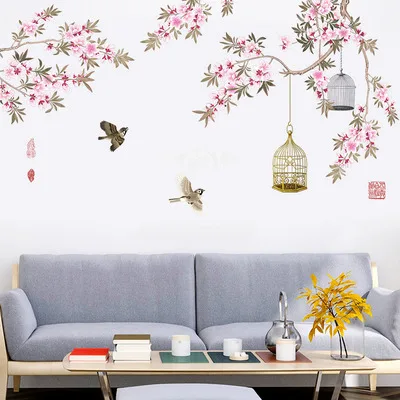 

Large Creative Wall Stickers Birds Flower Home Decor Wallpapers for Living Room Bedroom DIY Vinyl Murals