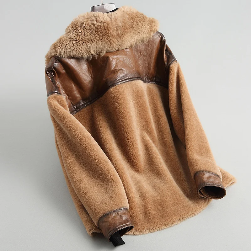 Женское пальто из натурального меха куртка 100% шерсти на осень и зиму 2021 овчины