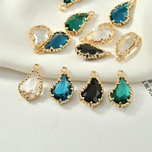 Капля воды особой формы медная 18K Настоящее золото кристалл кулон DIY серьги ожерелье аксессуары