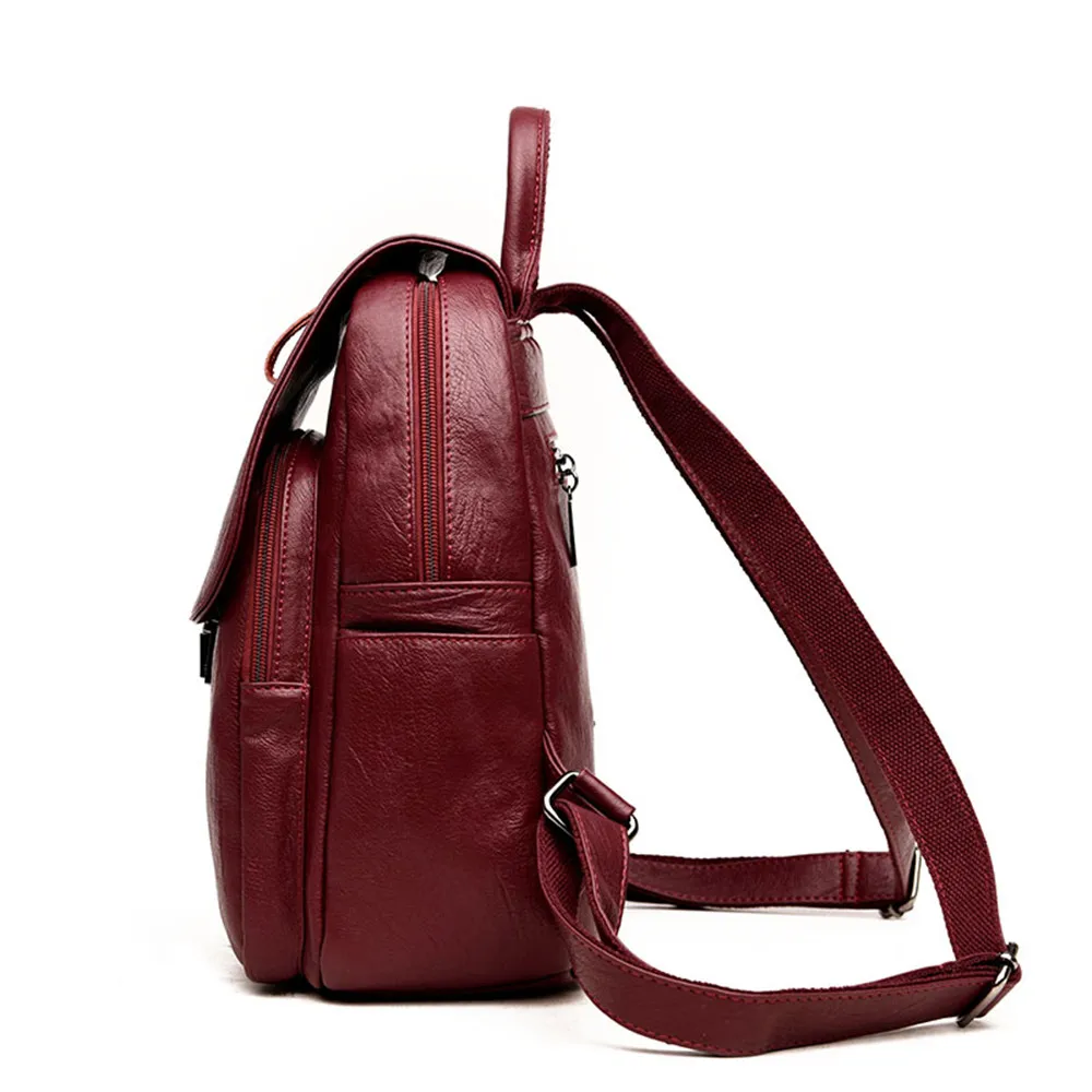 VANDERWAH рюкзак с двойной молнией женский кожаный женские школьные сумки для