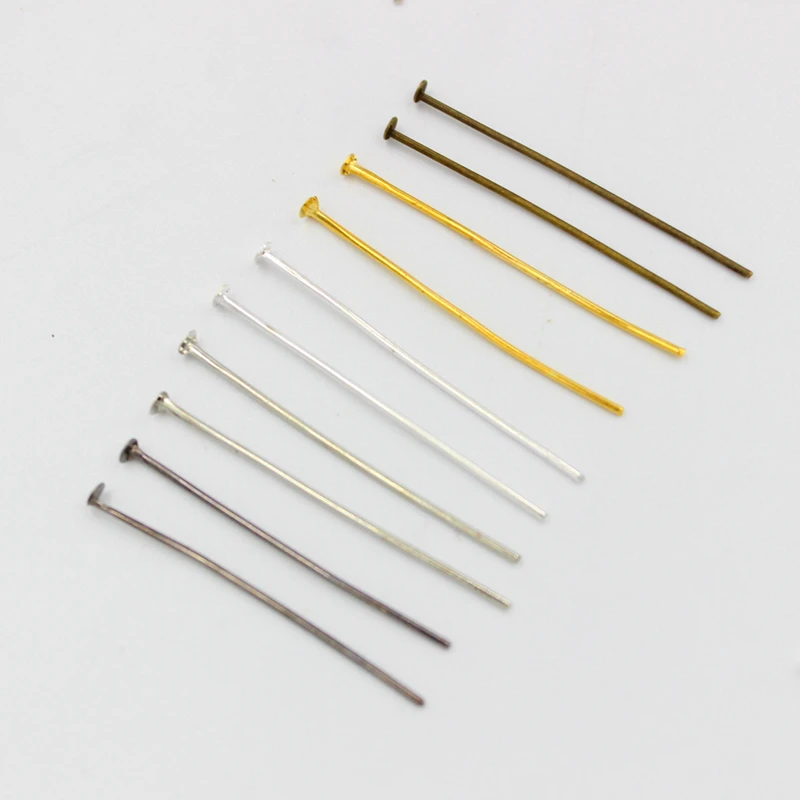 

200pcs/bag 18 20 24 28 30 35 40 mm Flat Head Pins Gold/Silver/Copper/Rhodium Headpins For Jewelry Findings Making DIY Supplies