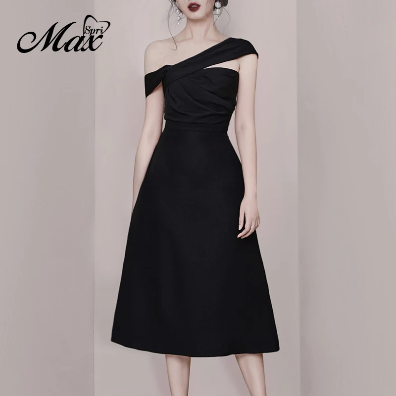 Женское асимметричное платье-трапеция Max Spri весеннее однотонное платье с вырезом