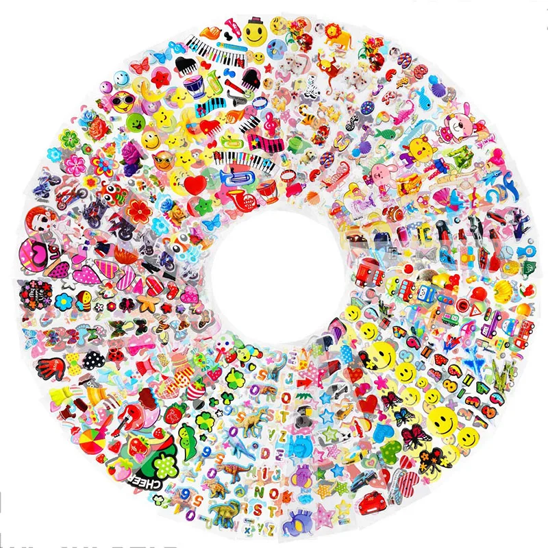 20 hojas de pegatinas 3D para ni&ntilde;os y ni&ntilde;as, diferentes pegatinas a granel, surtidos para &aacute;lbum de recortes, pegatinas de dibujos animados de animales de princesa, Juguetes DIY-0