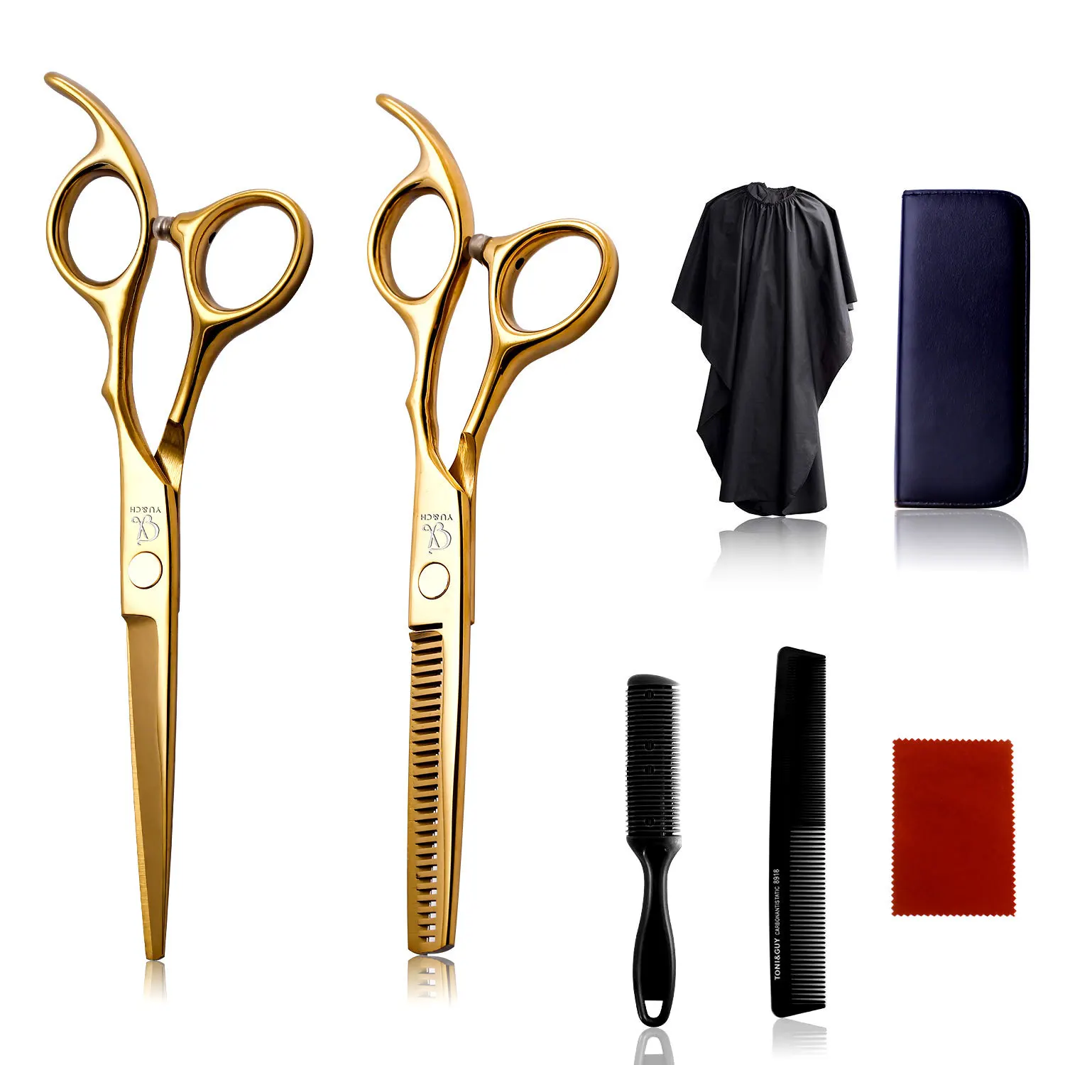 

Professional Hairdressing Scissors Kit 6 Inch Stainless Steel Hair Scissors Tail Comb Hair Cloak Hair Cut Comb Styling Tool