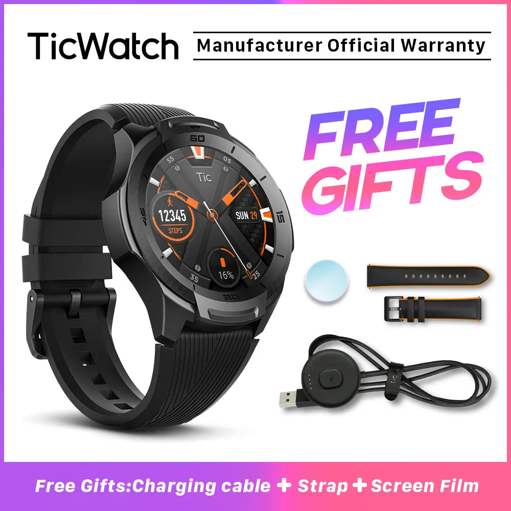 Knight Black TicWatch S2 белые Смарт-часы Bluetooth gps Фитнес Спортивные Часы Android и iOS совместимые 5ATM водонепроницаемые оригинальные - Цвет: Knight Black