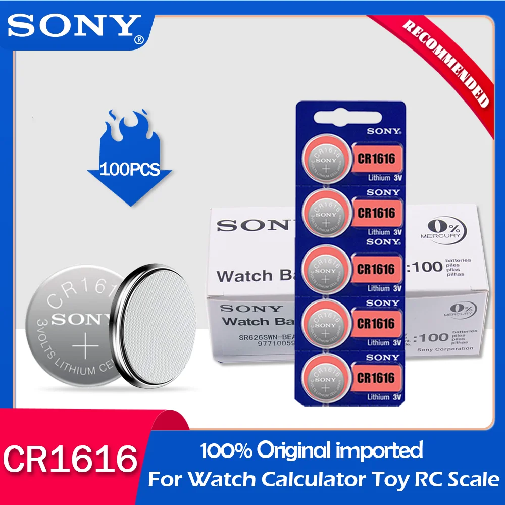 100 шт. оригинальный sony CR1616 3 В литиевая батарея для автомобильного ключа