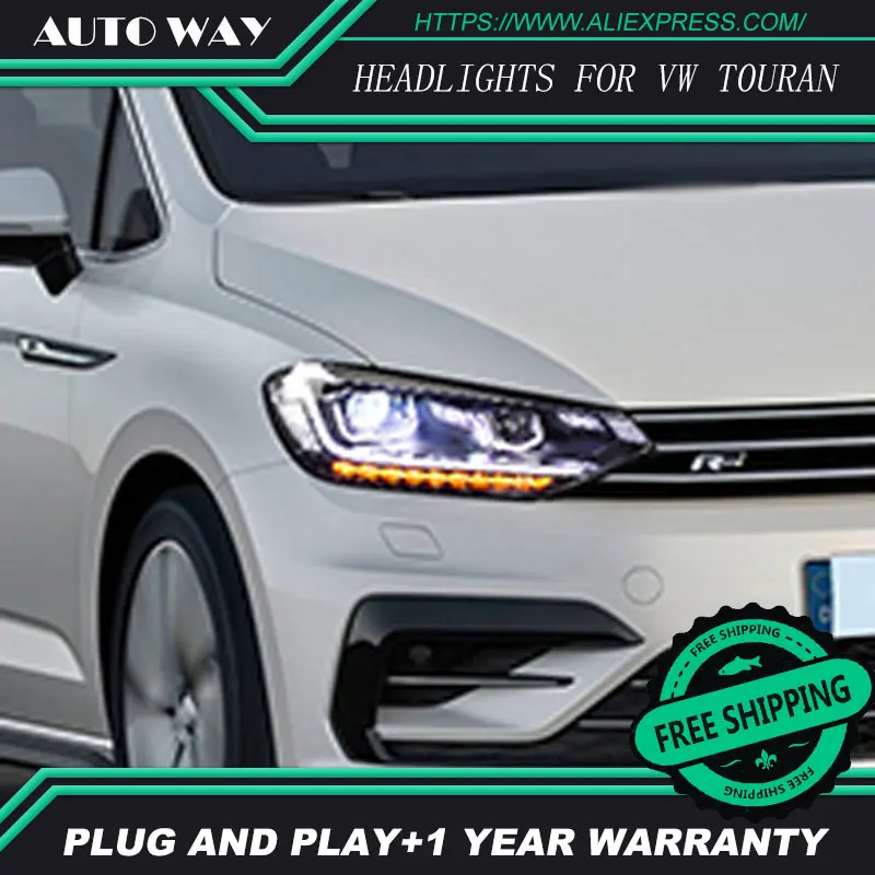 Автомобильный Стайлинг чехол для передней фары VW Touran 2016 2017 светодиодный ная фара