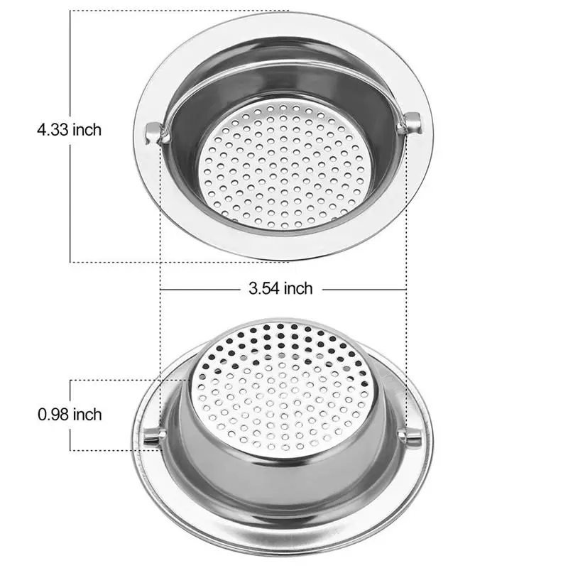 

2PCS Upgrade Stainless-Steel Kitchen Sink Strainer (Hand-Held), Premium Drain Filter Strainer, Large Wide Rim 4.33 inch Diameter