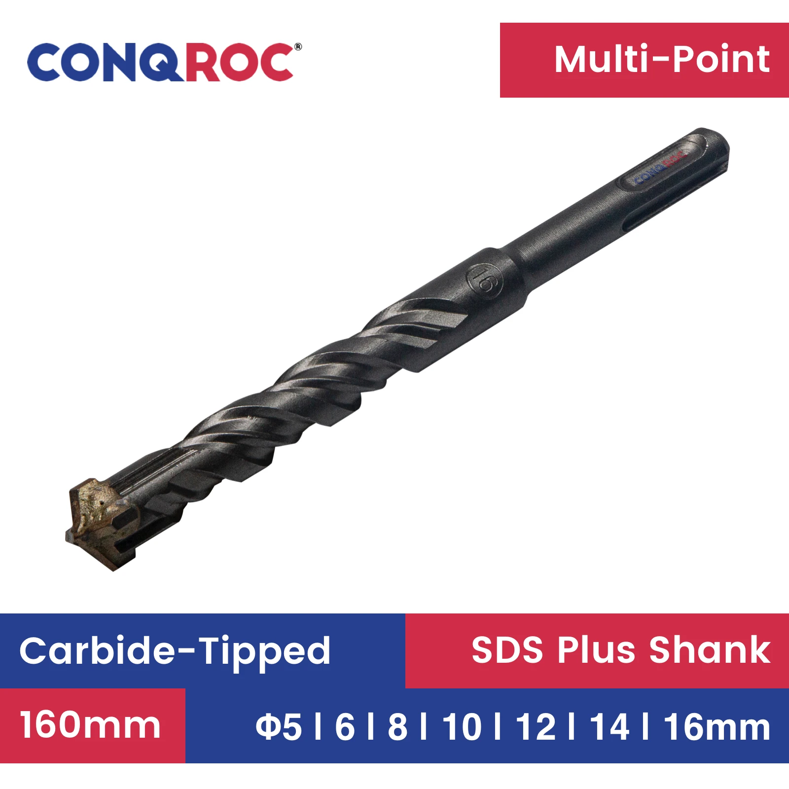 160 мм SDS Plus сверло для кладки многоточечных твердосплавных наконечников 5 | 6 8 10 12 14