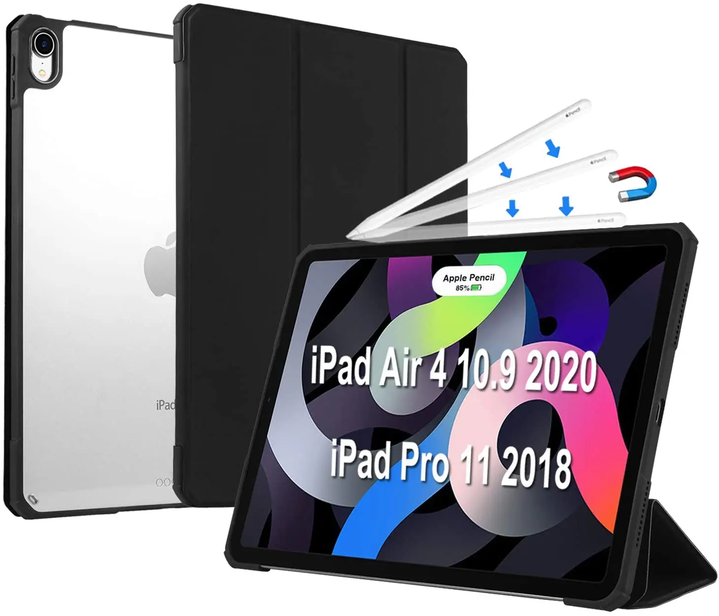 

Чехол YMXuan для iPad Air 4 10,9 дюйма 2020 (4-е Поколение)/iPad Pro 11 дюймов 2018 (1-е поколение), легкий умный чехол-подставка тройного сложения с