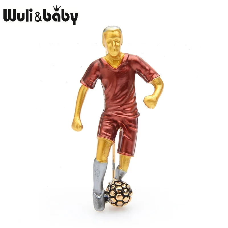 Мужская/женская брошь в форме игры футбол Wuli & baby сине красная эмалированная