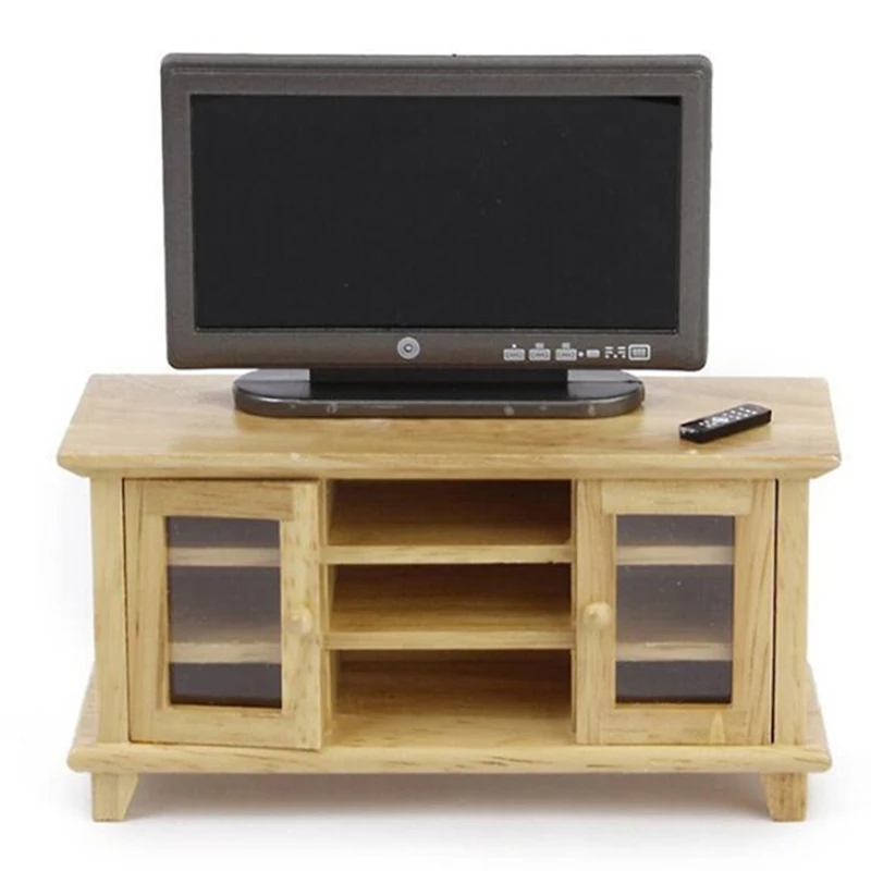 1 12 Масштаб Кукольный домик миниатюры ТВ шкаф стенд стол Деревянные игрушки