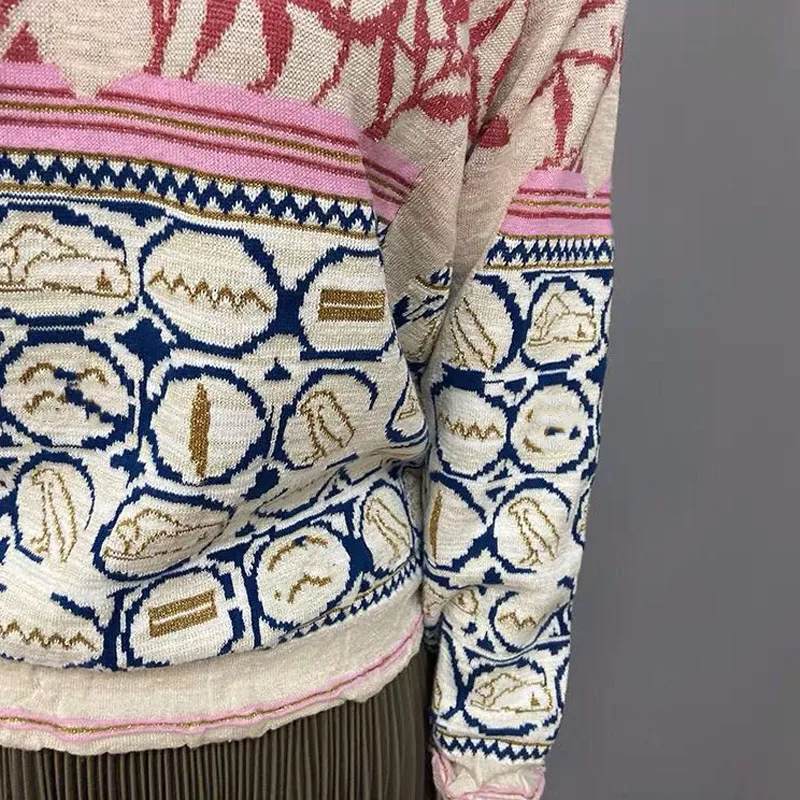 

Runway sweater women autumn winter o neck casual leaf pattern knitted za clothes fashion pullover jumper pink top mujer suteres