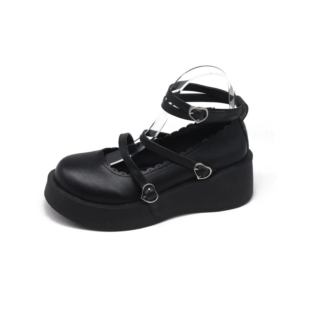 

2021Spring Japanese Women's Fashion Round Toe Low-Top Shoes Platform Mary Jane Shoes Black Student Leather Flats