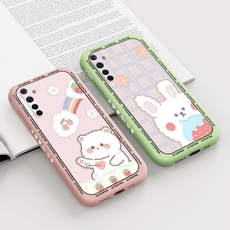 for realme 6s 6i 6 pro 7 4g 7 5g 7i 7 pro case with bear and rabbit back cover cartoon casing free global shipping