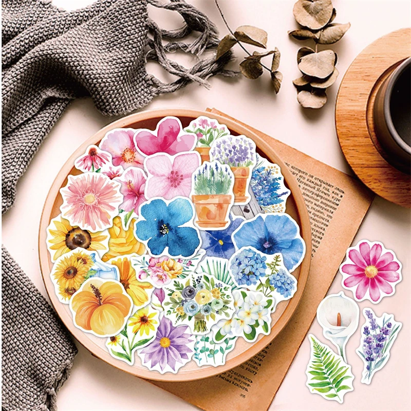

55 pcs Floral Plant Elements Doodle Waterproof Sticker Decoration Decals DIY Phone Laptop Bike Motorcycle Sticker Toys For Kid