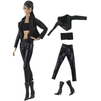 fashion leather jacket trousers boots outfits for barbie blyth 16 30cm mh cd fr sd kurhn bjd doll clothes accessories