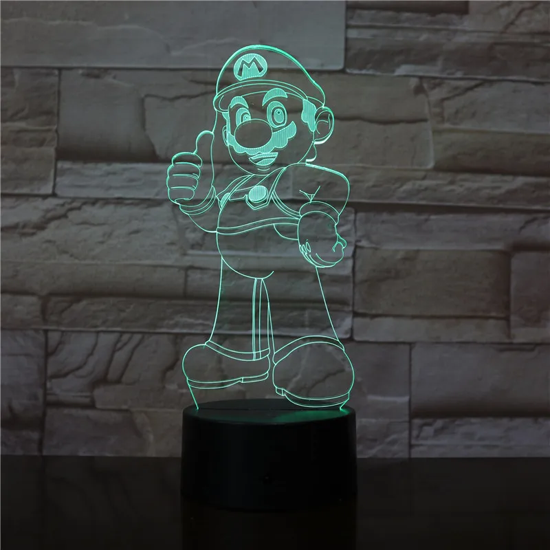 Марио 3d лампа 7 цветов светодиодный ночник для детей сенсорный Usb Настольный Lampara