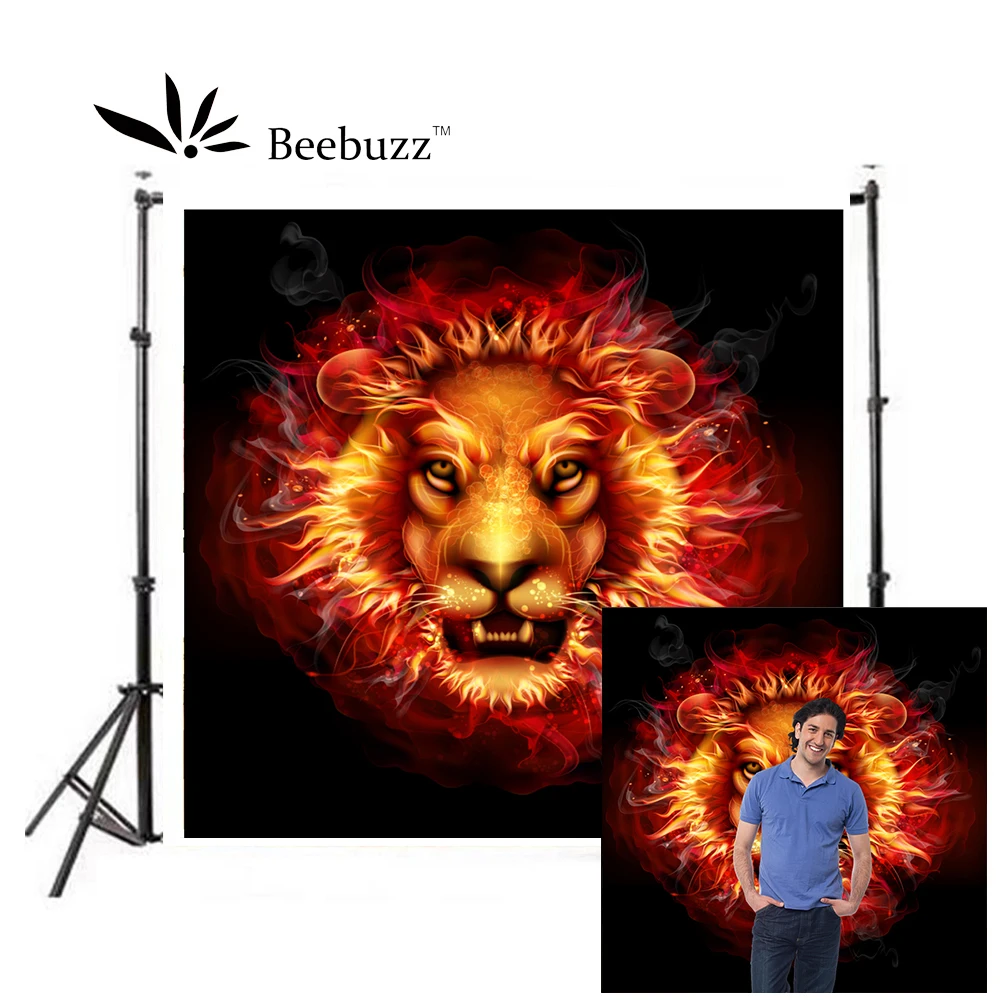 

Flame Lion Head Photography Backdrop Lion Pattern Background Photography Studio Props