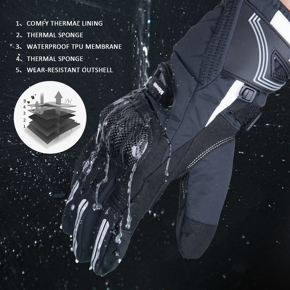 Зимние мотоциклетные перчатки водонепроницаемые ветрозащитные велосипедные из