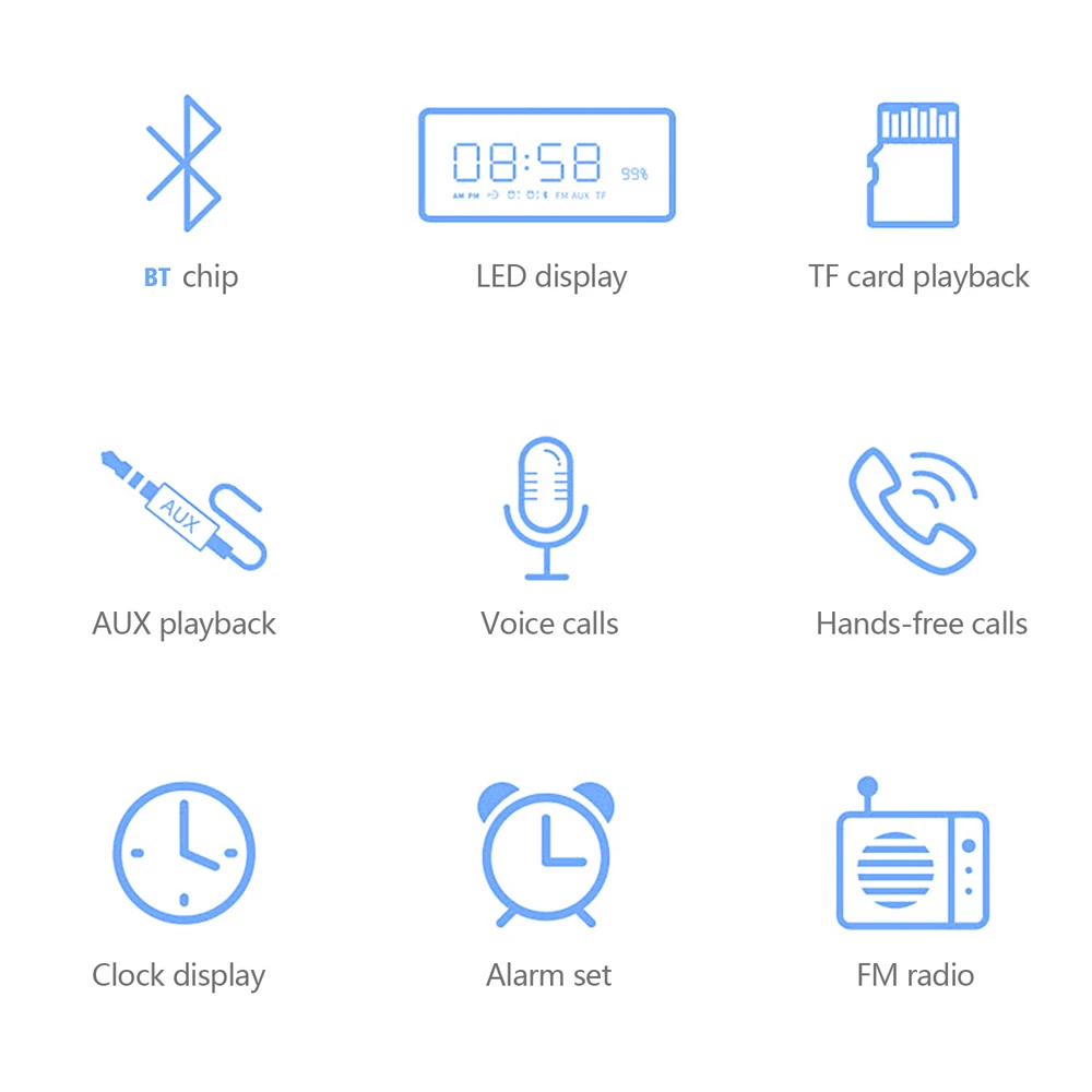 Новый беспроводной будильник BT домашний перезаряжаемый мини-дисплей TF карта FM