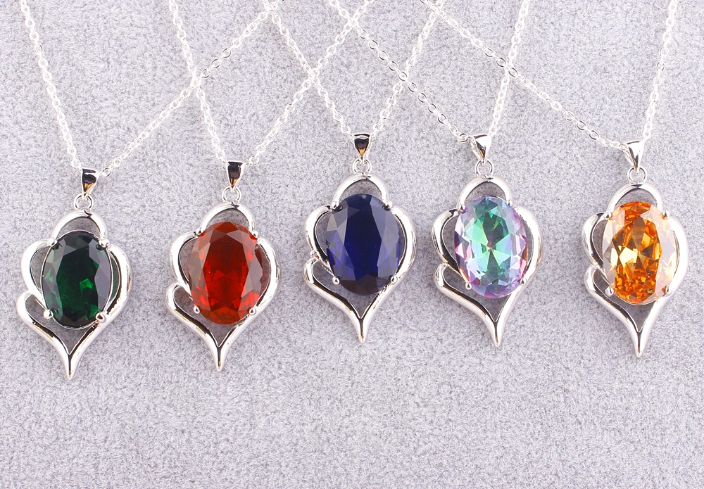 Lingmei Wholesale Fashion Oval Solitaire Style Chic Zircon Silver Color Pendant Without Chain Wedding Anniversary Gifts | Украшения и