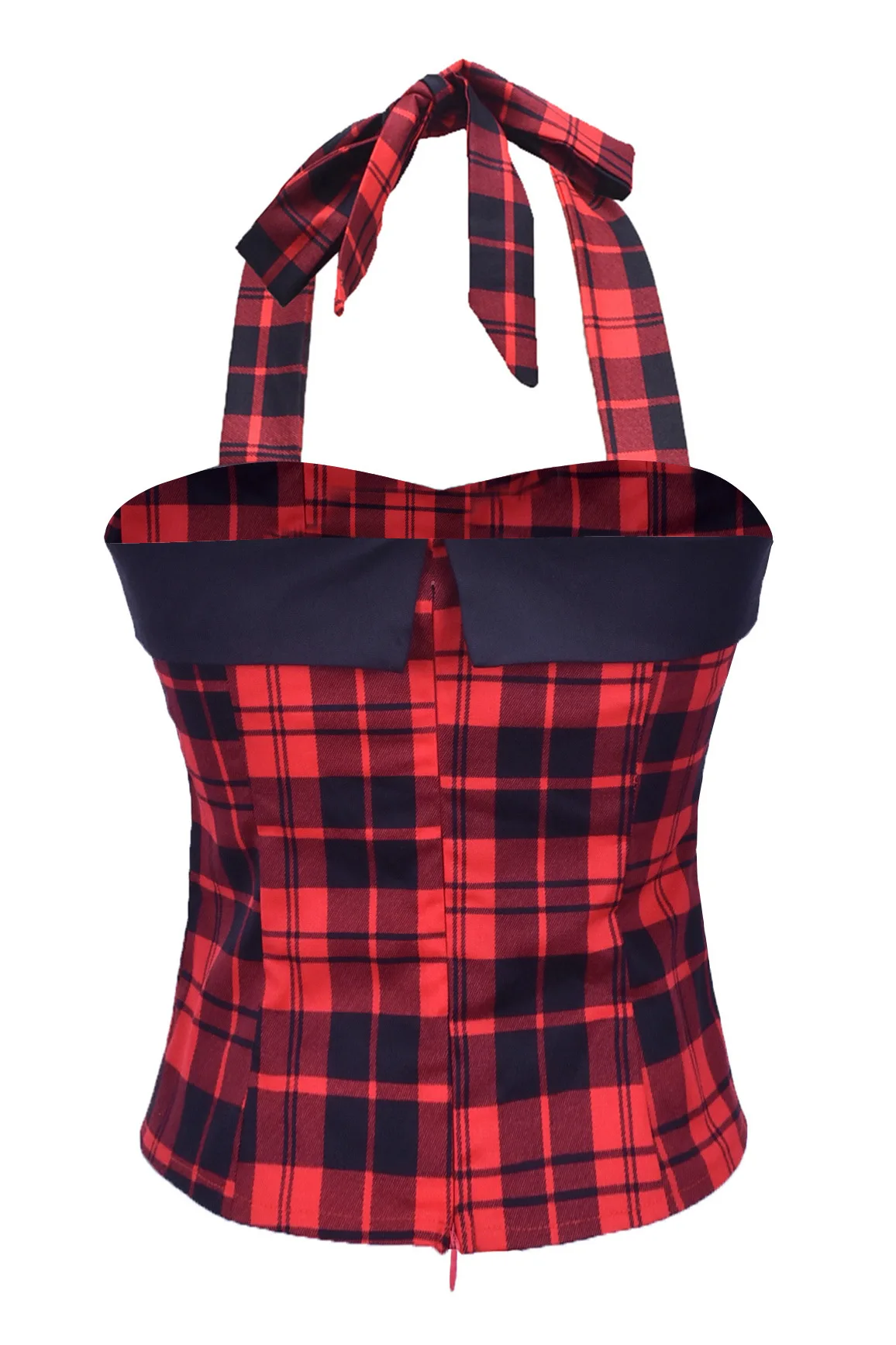 Красный Клетчатый винтажный укороченный топ летняя одежда для женщин ретро Топ в